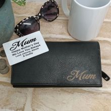 Personalised Black Leather Purse RFID - Mum