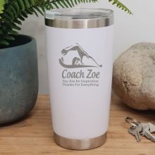Swim Coach Engraved Insulated Travel Mug 600ml White