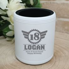 18th Birthday  Engraved White Can Cooler (M)