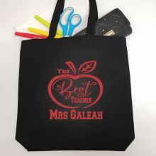 Personalised Best Teacher Tote Bag Glittered Print