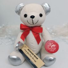 Personalised Birthday Signature Bear Red Bow