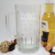 30th Birthday Engraved Personalised Glass Beer Stein (F)