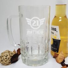  21st Birthday Engraved Personalised Glass Beer Stein (M)