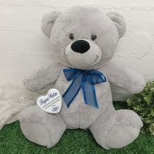 Baby memorial Keepsake Bear with Heart Tin Grey / Blue 40cm
