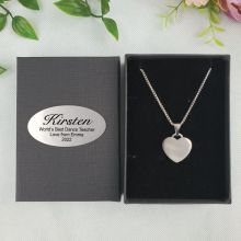 Coach / Teacher Heart Pendant Necklace in Personalised Box