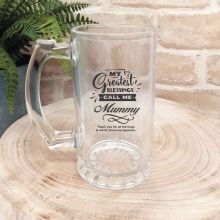 Greatest Blessings Personalised Glass Stein- Mum