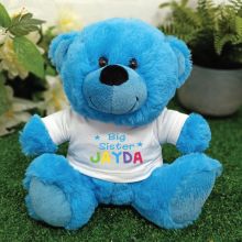 Big Sister Personalised Teddy Bear Bright Blue