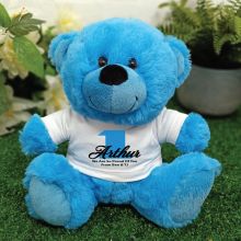 Personalised 1st Birthday Teddy Bear Plush Blue
