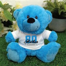 Personalised 80th Birthday Teddy Bear Plush Blue
