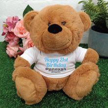 Personalised 21st Birthday Bear Brown Plush