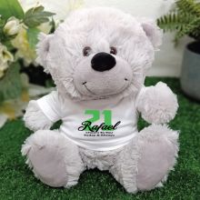 21st Teddy Bear Grey Personalised Plush