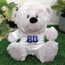 80th Teddy Bear Grey Personalised Plush