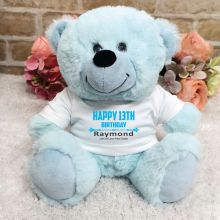 Personalised 13th Birthday Bear Light Blue Plush