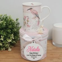 Birthday Mug with Personalised Gift Box - Magnolia Bird
