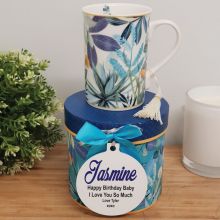 Birthday Mug with Personalised Gift Box - Tropical Blue