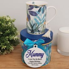 Mum Mug with Personalised Gift Box - Tropical Blue