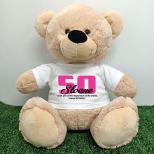 50th Birthday Bear with T-Shirt 40cm Cream