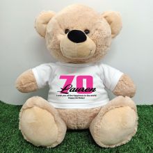 70th Birthday Bear with T-Shirt 40cm Cream