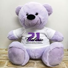 21st Birthday Personalised Bear with T-Shirt - Lavender 40cm