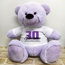 30th Birthday Personalised Bear with T-Shirt - Lavender 40cm