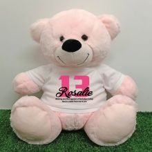 13th Birthday Personalised Bear with T-Shirt - Light Pink 40cm