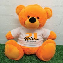 21st Birthday Personalised Bear with T-Shirt - Orange 40cm
