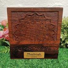 21st Birthday Carved Mandala Wood Trinket Box