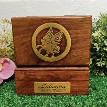 13th Birthday Unicorn Gold Inlay Wood Trinket Box
