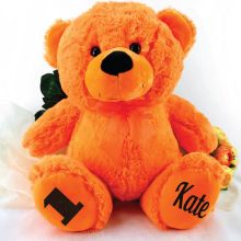 Personalised 1st Birthday Teddy Bear 40cm Plush Orange