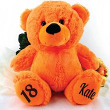 Personalised 18th Birthday Teddy Bear 40cm Plush Orange
