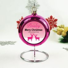 Personalised Christmas Bauble - Pink Reindeer