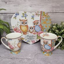 2pcs Owls Mug Set in Grandma Heart Box