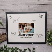 30th Birthday  Signature Frame  Black Glitter 4x6 Photo