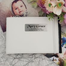 Personalised Christening Baby Brag Photo Album - White