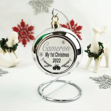 Personalised 1st Christmas Bauble - Silver