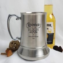 50th Birthday Engraved Personalised Stainless Beer Stein Glass (F)