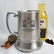 60th Birthday Engraved Personalised Stainless Beer Stein Glass (F)