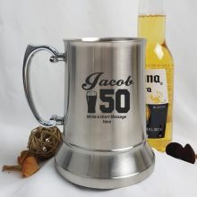 50th Birthday Engraved Personalised Stainless Beer Stein Glass (M)
