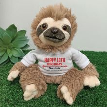 Personalised 13th Birthday  Sloth Plush - Curtis