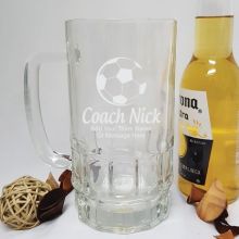 Soccer Coach Engraved Personalised Glass Beer Stein