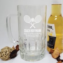 Tennis Coach Engraved Personalised Glass Beer Stein