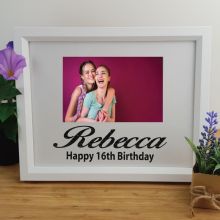 16th Birthday Personalised Photo Frame 4x6 Glitter White