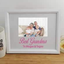 Grandma Personalised Photo Frame 4x6 Glitter White