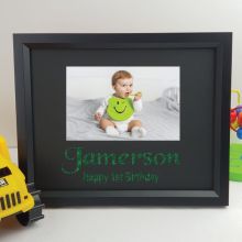 1st Birthday Personalised Photo Frame 4x6 Glitter Black