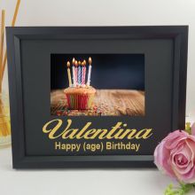 13th Birthday Personalised Photo Frame 4x6 Glitter Black