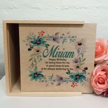 Birthday Personalised Wooden Gift Box - Blue Floral