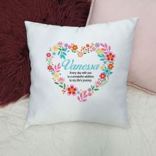 Personalised Cushion Cover - Floral Heart