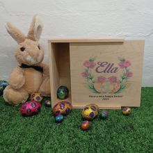 Personalised Wooden Easter Box 20cm - Easter Rose
