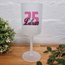 Birthday Frosted Wine Glass Goblet