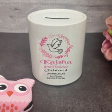 Christening Money Box Coin Bank-Pink Dove